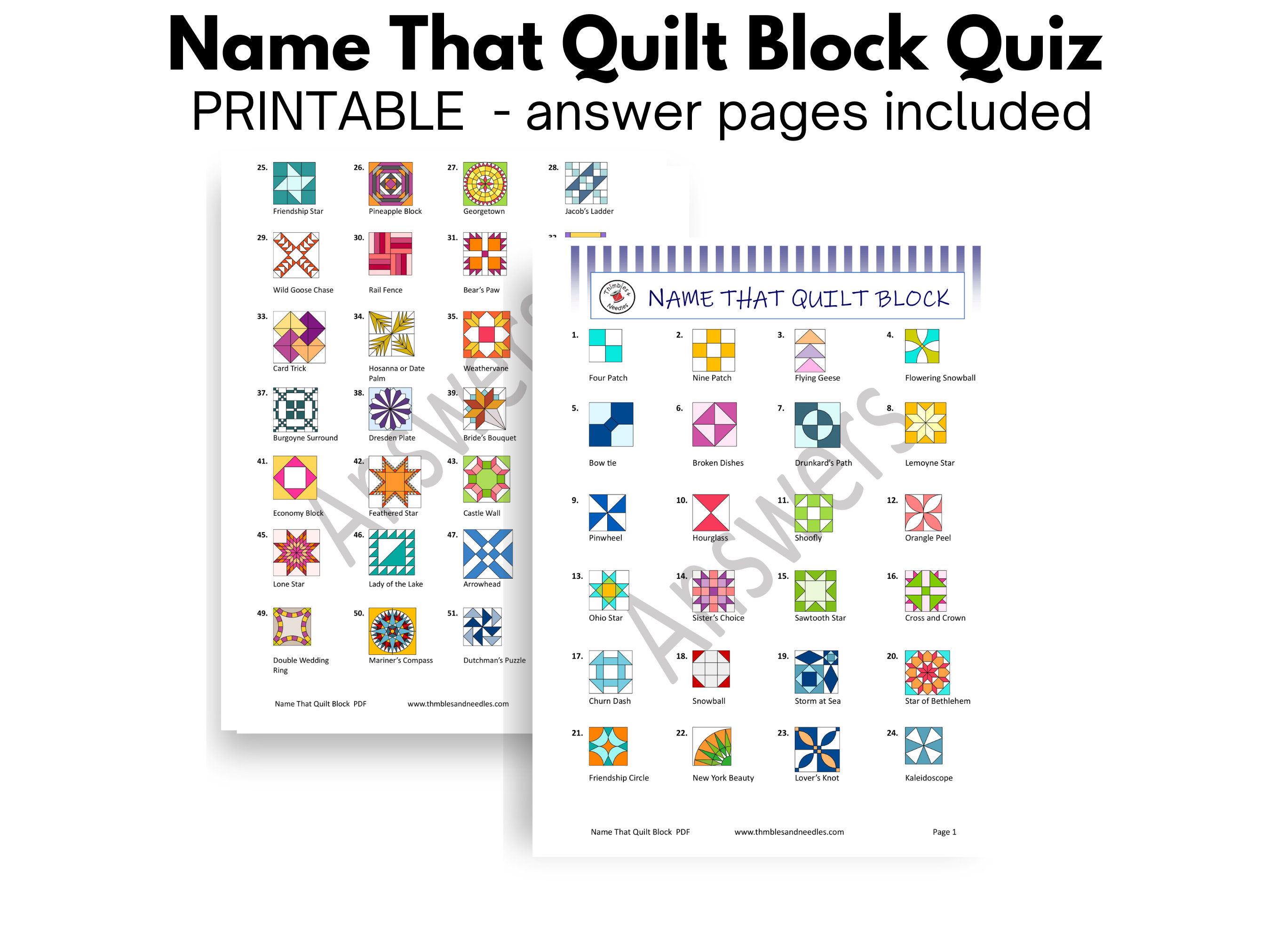 Name That Quilt Block Quiz Quilting Retreat Activity Etsy