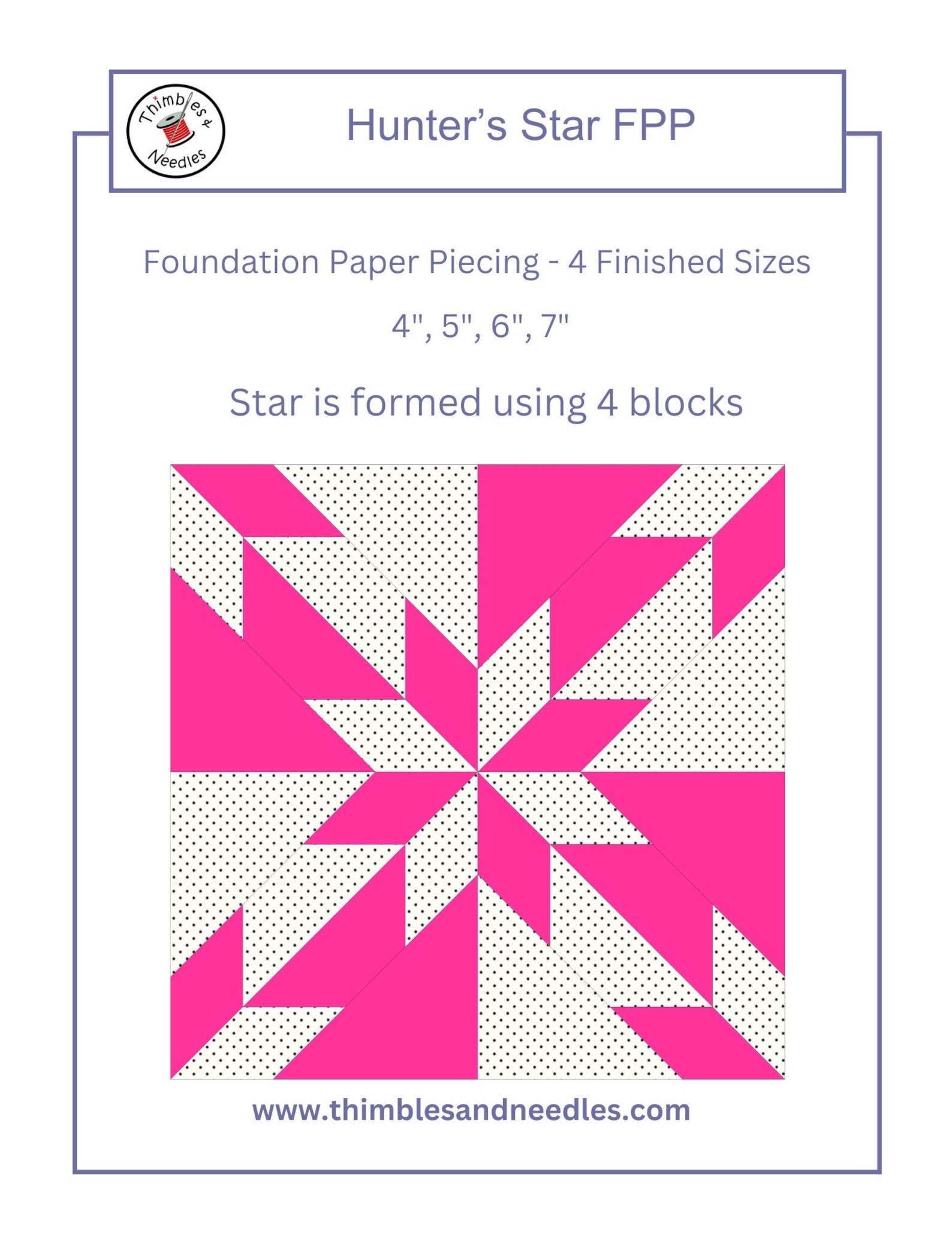 Hunter's Star FPP Foundation Paper Piecing Quilt Block Pattern Digital ...