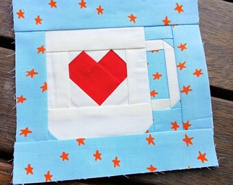 Heart Mug Foundation Paper Piecing Pattern: FPP Digital Download
