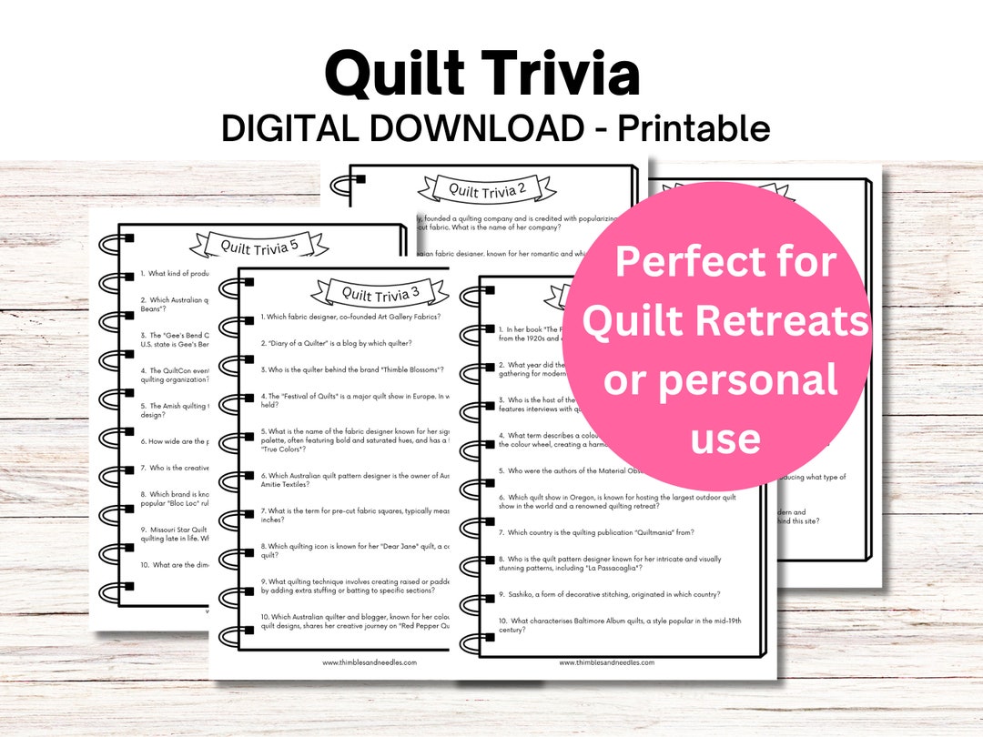 Quilt Trivia Printable Digital Download Quilt Retreat Game Digital