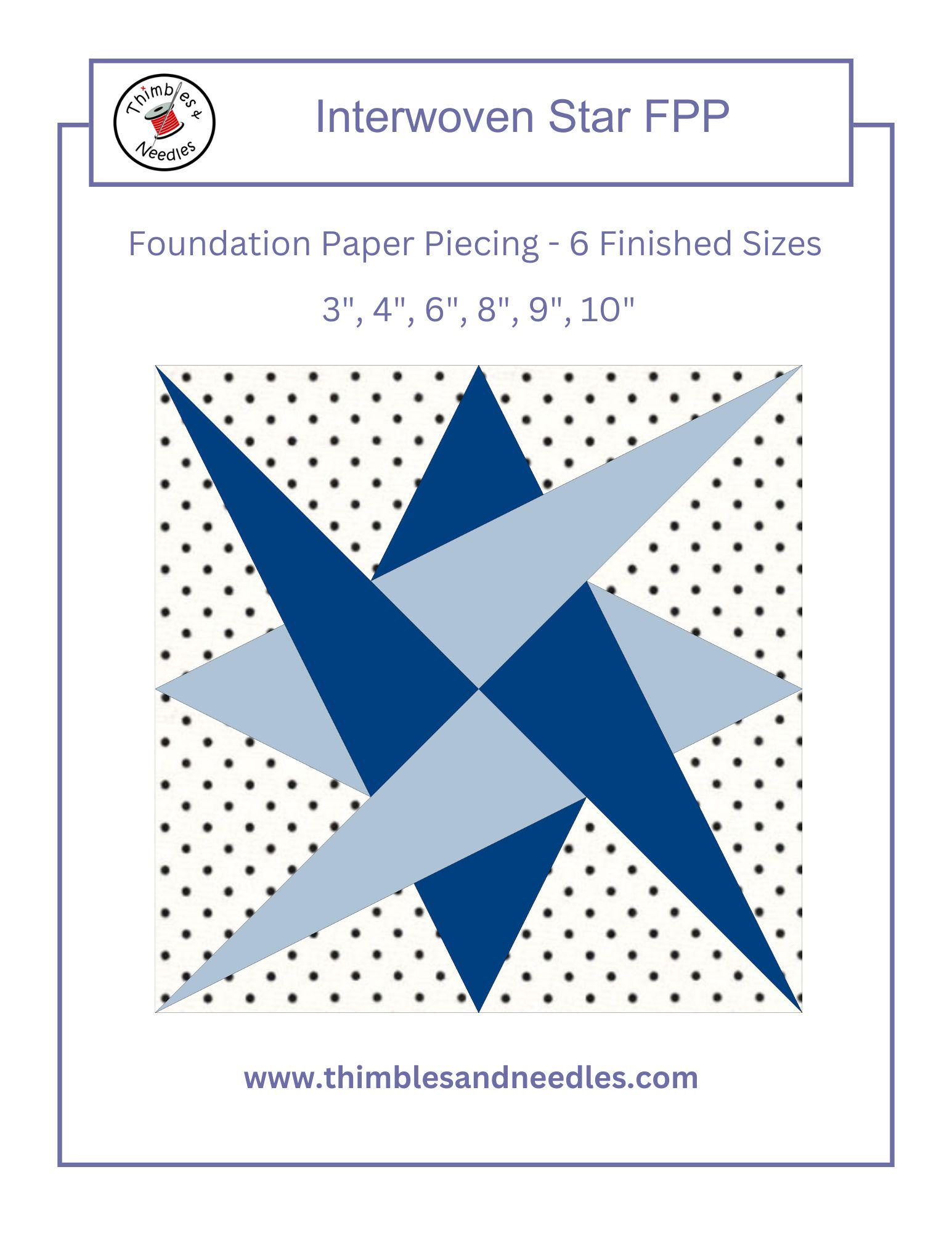 Interwoven Star FPP Foundation Paper Piecing Quilt Block Pattern ...