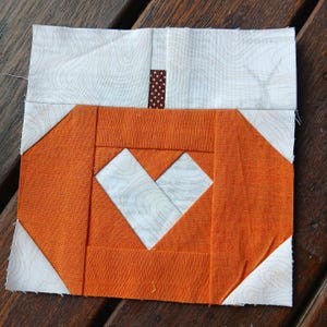 Pumpkin Heart FPP Foundation Paper Piecing quilt block pattern Digital Download