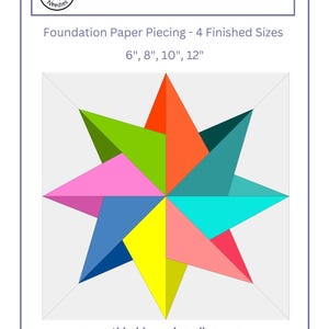 Folded Star FPP Foundation Paper Piecing Quilt Block Pattern Digital ...