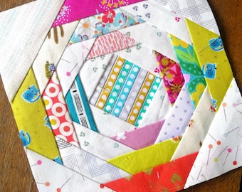 Simple Pineapple Foundation Paper Piecing FPP quilt block pattern Digital Download