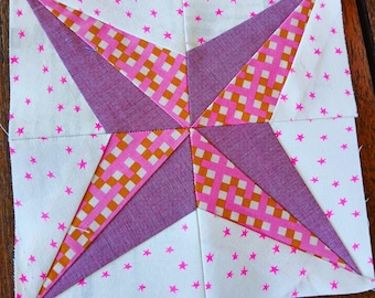 Kaleidoskop Split Star FPP Foundation Quilt Block Schnittmuster Digital Download