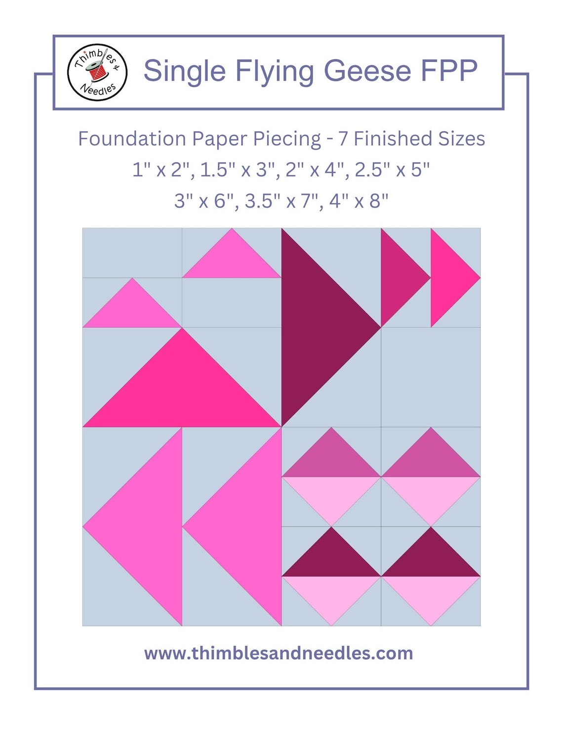 Single Flying Geese FPP Foundation Paper Piecing Quilt Block Pattern ...