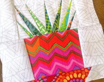 Succulent Block 2 FPP Foundation Paper Piecing quilt block pattern Digital Download