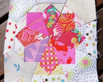 Patron de courtepointe Étoile de Dresde, technique de patchwork sur papier (FPP), PDF, plusieurs tailles : 6 pouces, 8 pouces, 10 pouces et 12 pouces