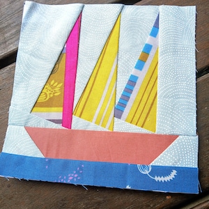 Sailboat Block 2 FPP Foundation Paper Piecing quilt block pattern Digital Download