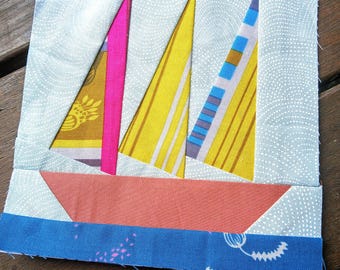 Sailboat Block 2 FPP Foundation Paper Piecing quilt block pattern Digital Download