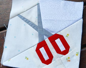 Scissors Foundation Paper Piecing quilt block pattern Digital Download