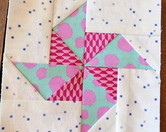 Bloco Pinwheel 2 FPP Foundation Paper Piecing padrão de bloco de colcha Download digital