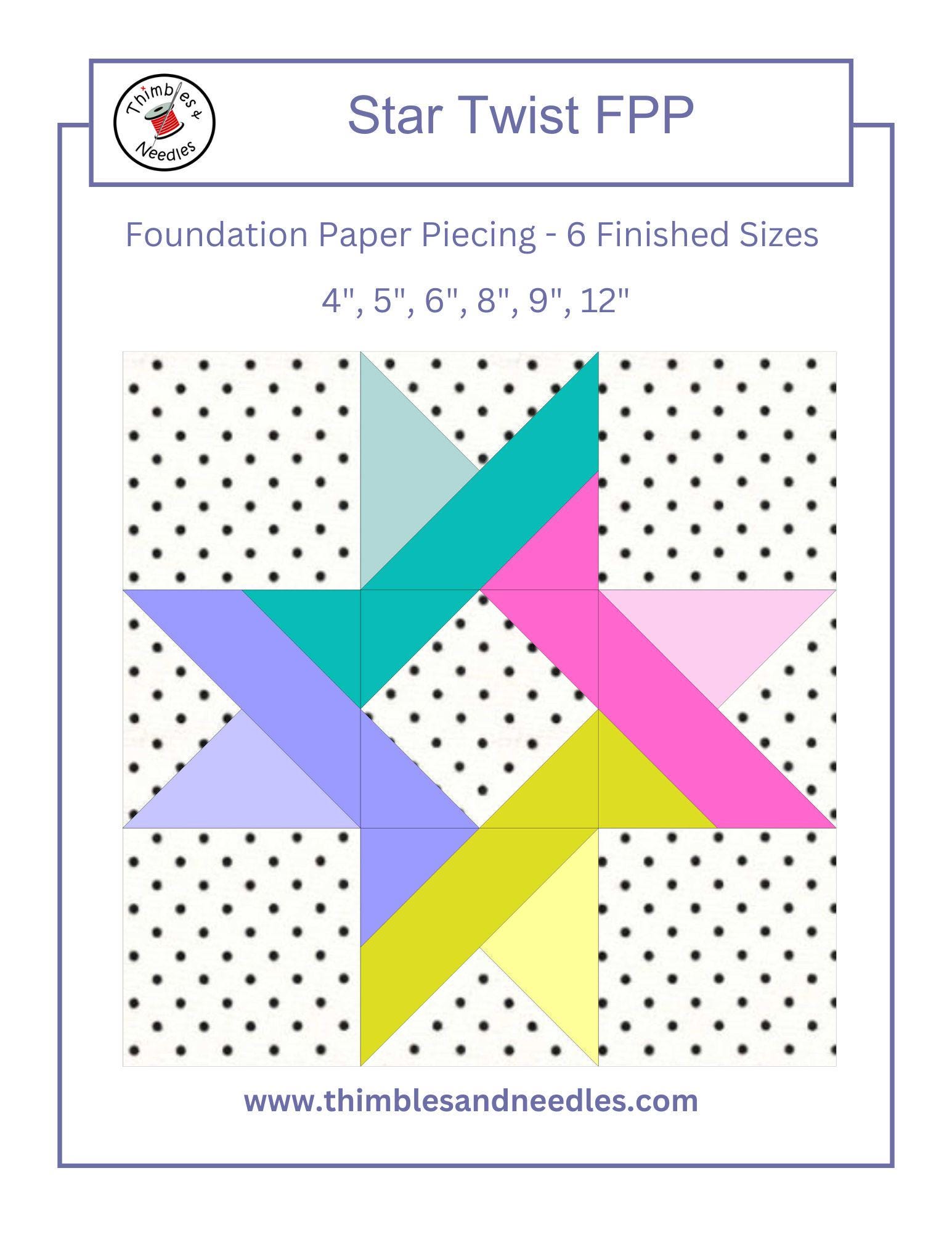 Star Twist FPP Foundation Paper Piecing Quilt Block Pattern Digital ...