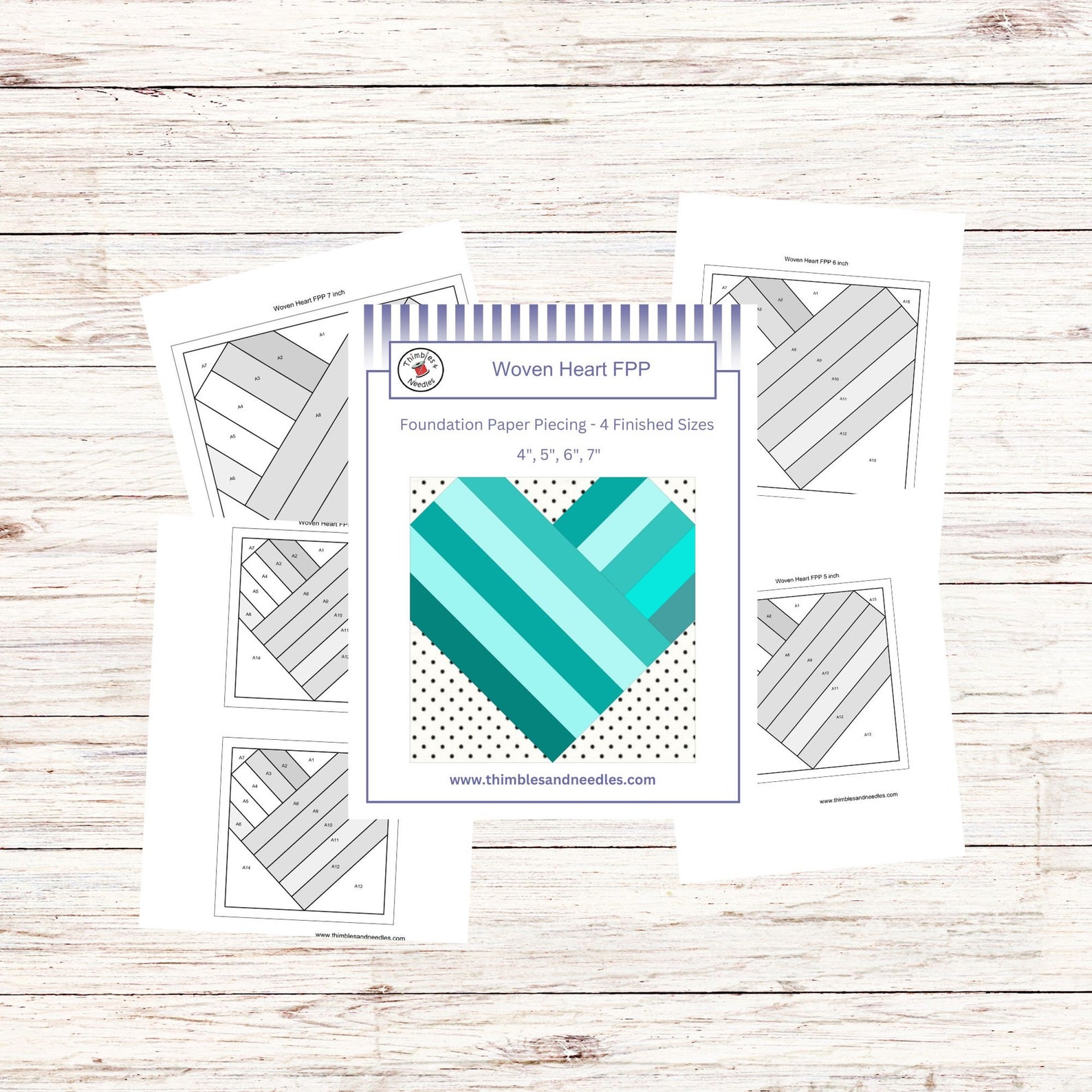 Woven Heart FPP Foundation Paper Piecing Quilt Block Pattern Digital ...