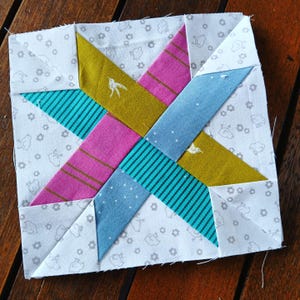 Ribbon Star FPP Foundation Paper Piecing quilt block pattern Digital Download
