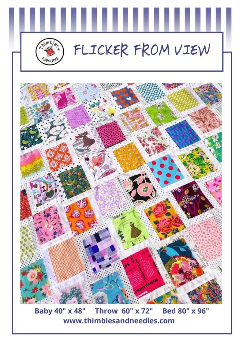 Kołdra ze skrawków, i-Spy, precyzyjne cięcie, wzór kołdry Flicker From View (pobierz plik PDF) zdjęcie 4