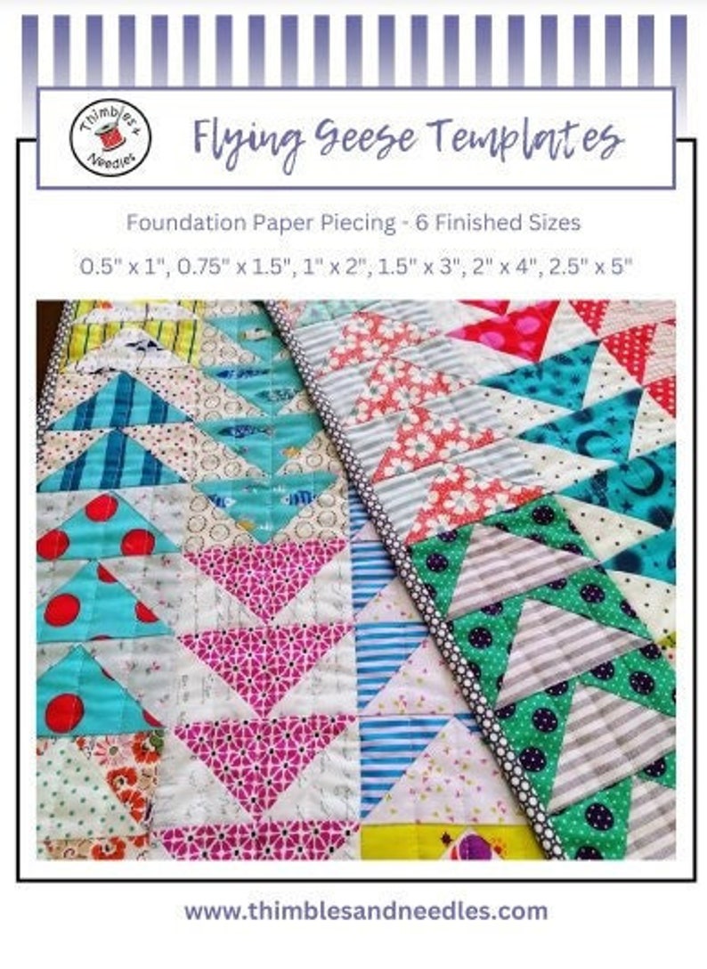 flying geese foundation paper piecing pattern fpp quilt block  Thimbles and Needles