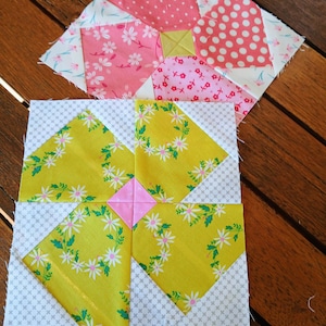 Modello di blocco trapuntato Primrose Flower FPP Foundation Paper Piecing Download digitale