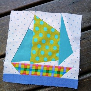 Sailboat Block 3 FPP Foundation Paper Piecing quilt block pattern Digital Download