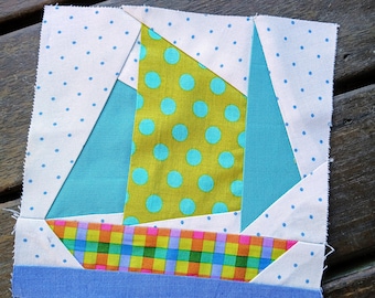 Zeilbootblok 3 FPP Foundation Paper Piecing quiltblokpatroon Digitale download
