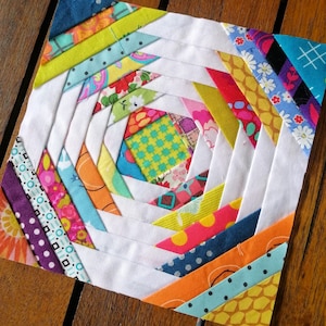 Modello per blocco trapunta FPP con base in carta Pineapple, download digitale