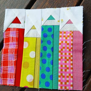 Color Pencils FPP Foundation Paper Piecing quilt block pattern Digital Download