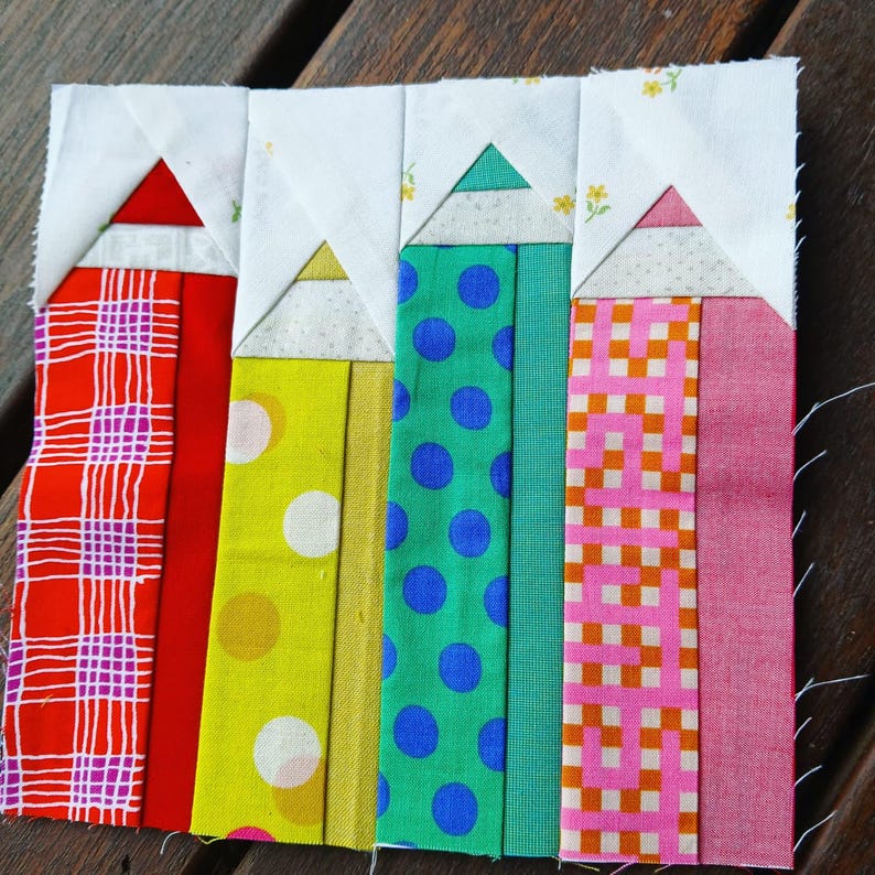 Fpp Free Pattern Pencil Color Pencils FPP Foundation Paper Piecing Quilt Block Pattern Digital ...