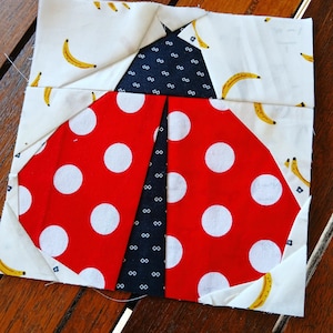 Ladybug FPP Foundation Paper Piecing quilt block pattern Digital Download