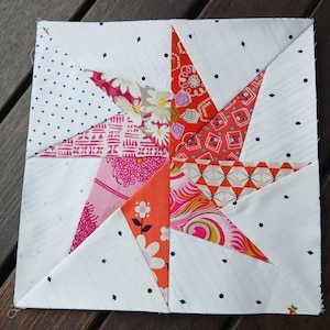 Twirling Star FPP Foundation Paper Piecing quilt block pattern Digital Download