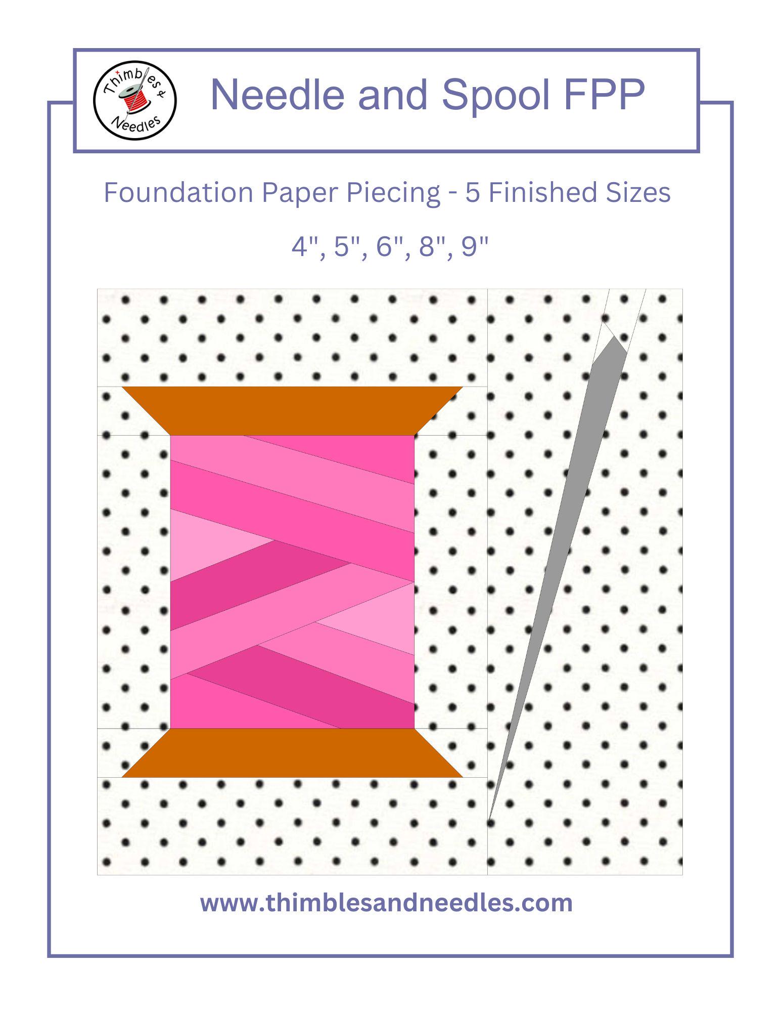 Needle and Spool FPP Foundation Paper Piecing Quilt Block Pattern ...