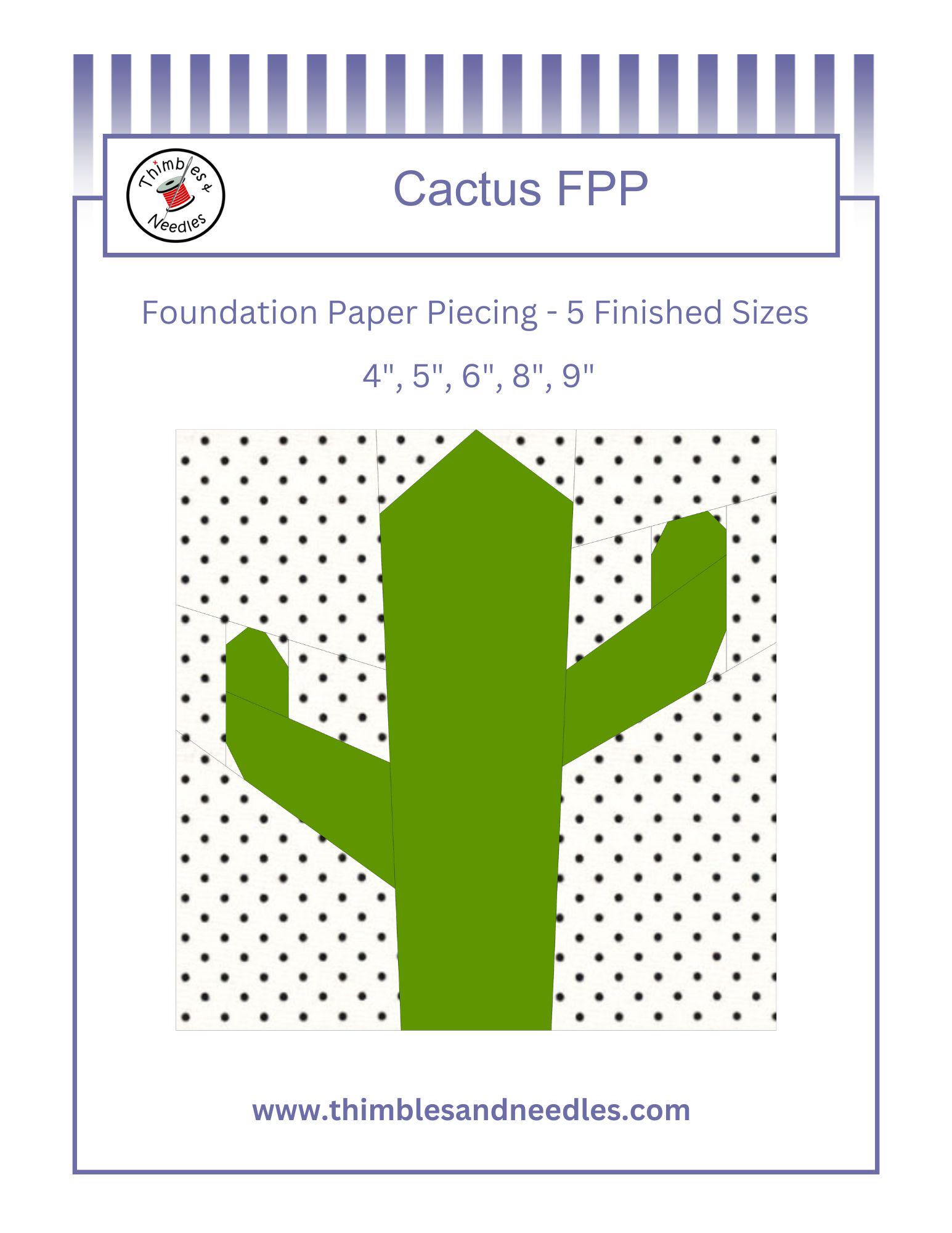 Cactus FPP Foundation Paper Piecing Quilt Block Pattern Digital ...