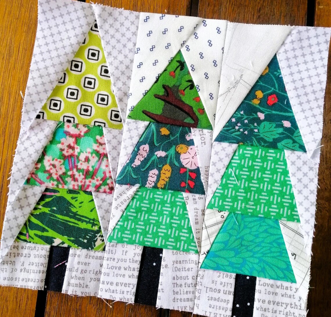 Pine Trees FPP Foundation Paper Piecing Quilt Block Pattern Digital ...