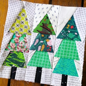 Modello di blocco trapuntato Pine Trees FPP Foundation Paper Piecing Download digitale