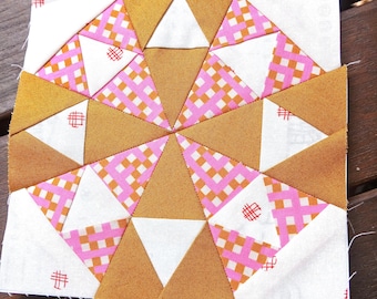 Kaleidoskop Stern FPP Foundation Paper Piecing Quilt Block Schnittmuster Digital Download