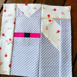 Cat FPP Foundation Paper Piecing quilt block pattern Digital Download