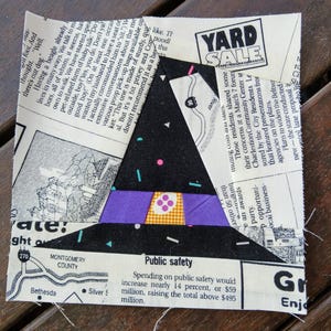 Häxans hatt FPP Foundation Paper Piecing quiltblockmönster digital nedladdning