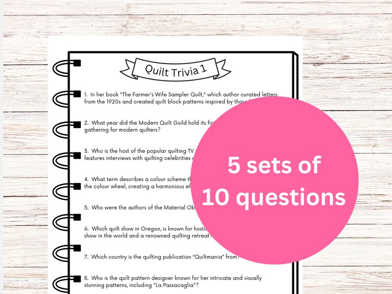 Quilt Trivia Printable Digital Download Quilt Retreat Game Digital