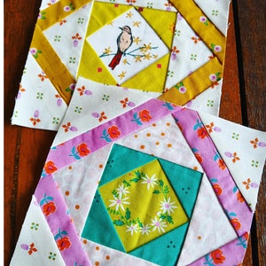 Square in a Frame FPP Foundation Papier Nähen Quilt Block Muster Digitaler Download
