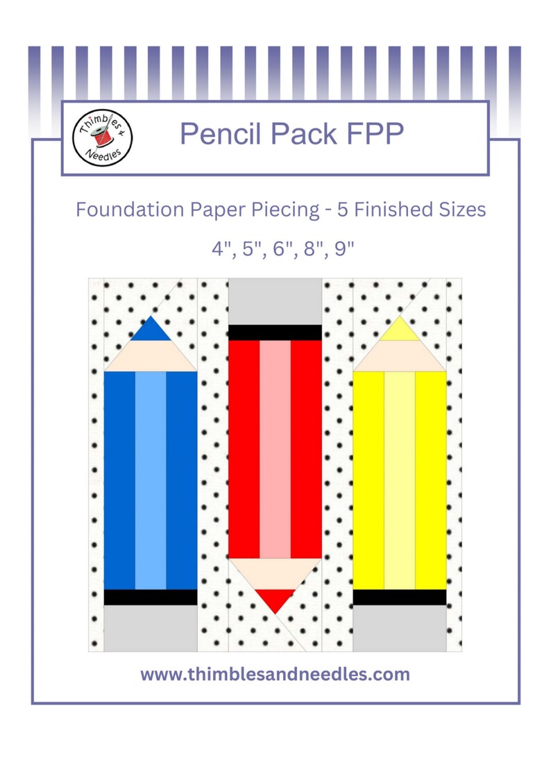 Fpp Free Pattern Pencil Pencil Pack FPP Foundation Paper Piecing Quilt Block Pattern Digital ...