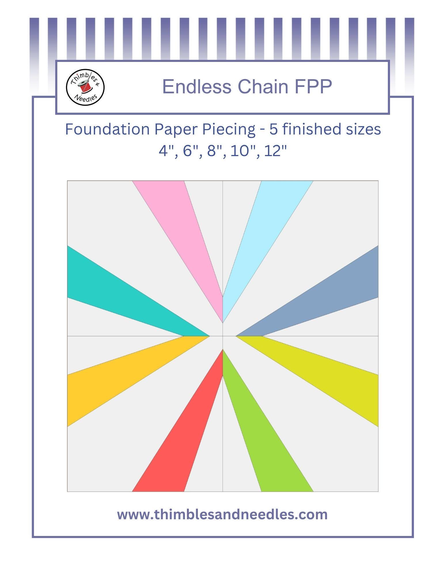 Endless Chain Piercing Pattern Endless Chain Quilt Foundation Paper Piecing Pattern: FPP Digital ...