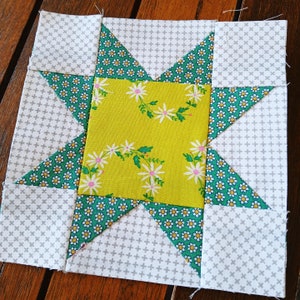 Modello per blocco trapuntato Sawtooth Star FPP Foundation Paper Piecing, download digitale