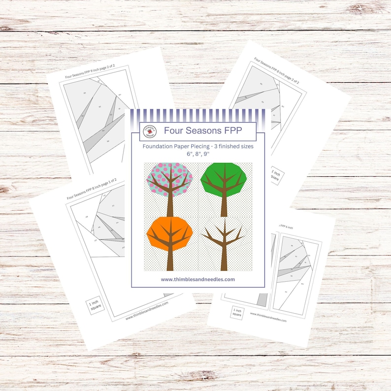 Four Seasons Tree FPP Foundation Paper Piecing Quilt Block Pattern ...