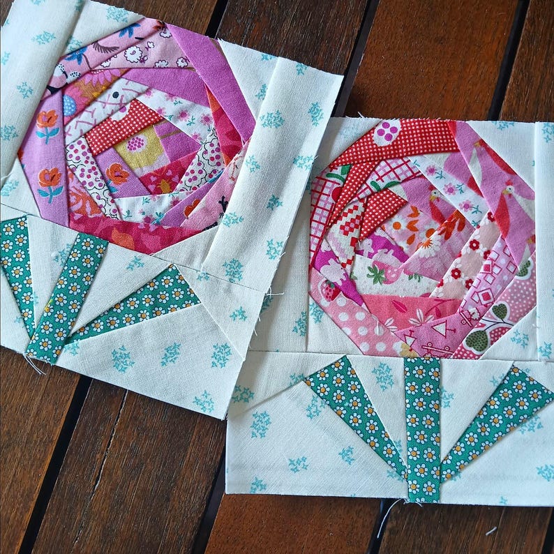 Rose FPP Foundation Paper Piecing Quilt Block Pattern Digital Download ...