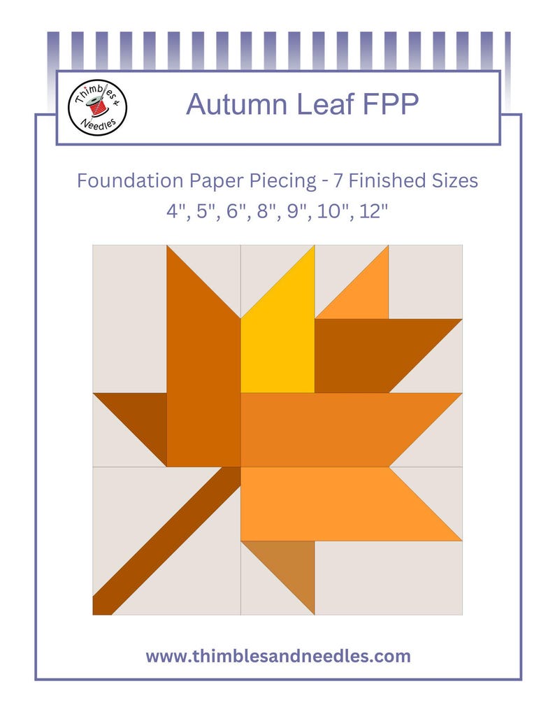 Autumn Leaf Foundation Paper Piecing Pattern: FPP Digital Download - Etsy
