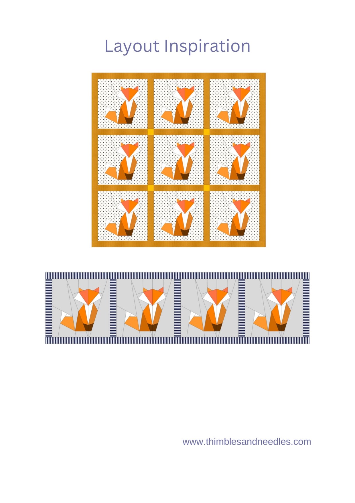 Fox FPP Foundation Paper Piecing Quilt Block Pattern Digital Download ...