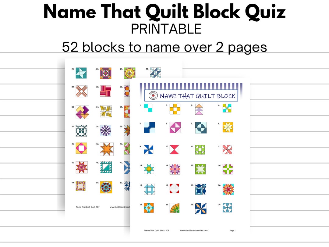 Name That Quilt Block Quiz Quilting Retreat Activity Digital Download