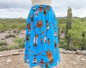 Southwestern Cotton Skirt KACHINA Doll Native American Medicine Bag Print Print Western Prairie Women ONE SIZE S M L Small Medium Large