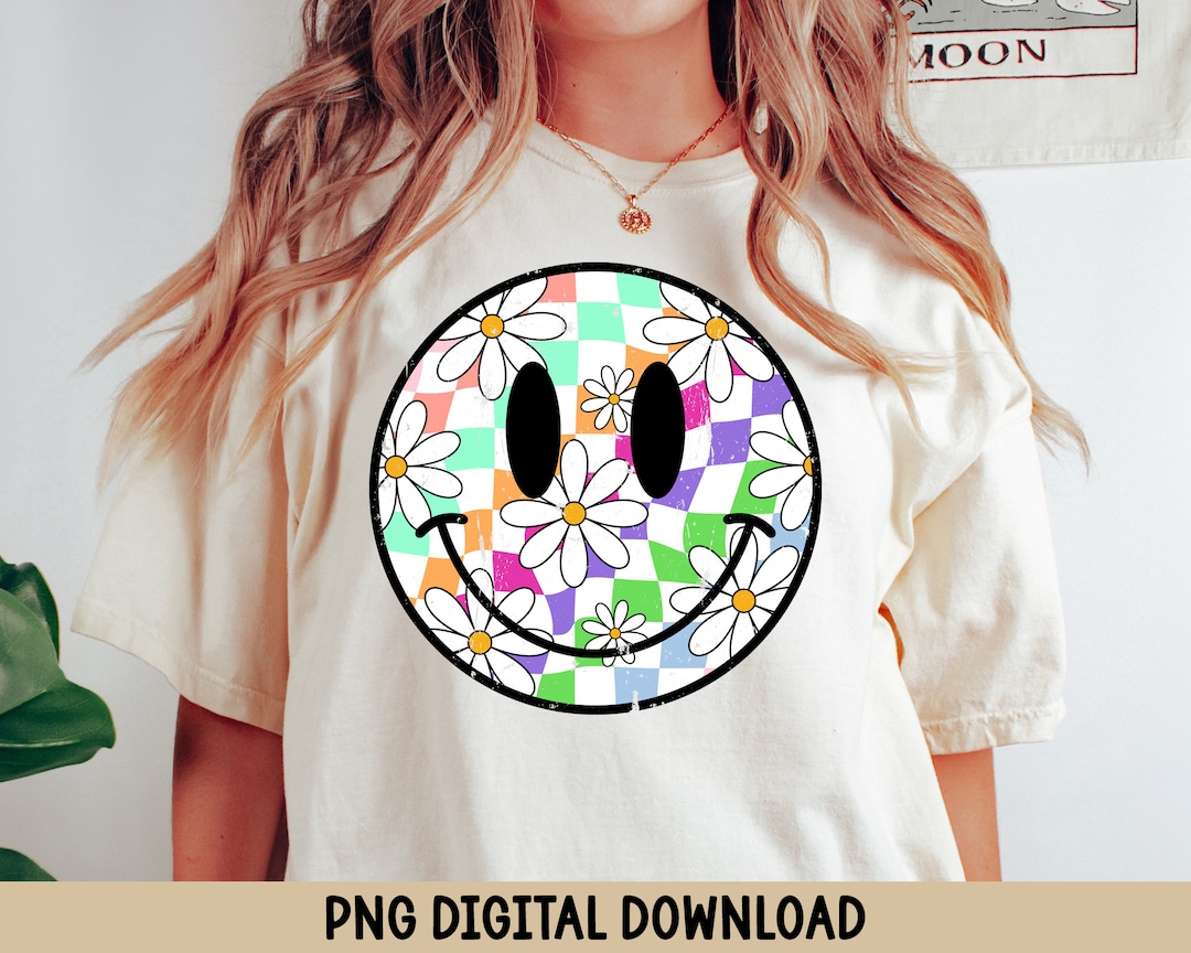 Checkered Smiley Face Daisy Flower Png Daisy Flower Indiana Retro ...
