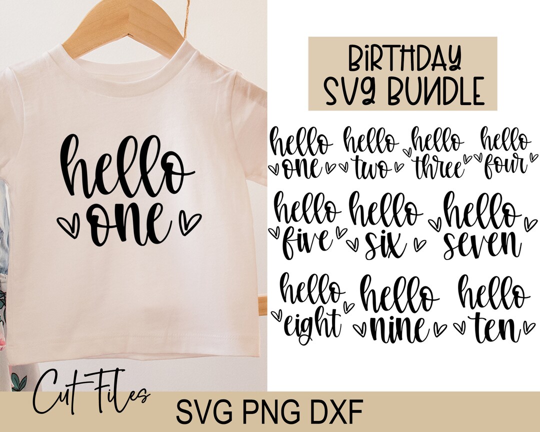 Birthday SVG Bundle Birthday Bundle kids Bundle Hello One Hello Ten ...