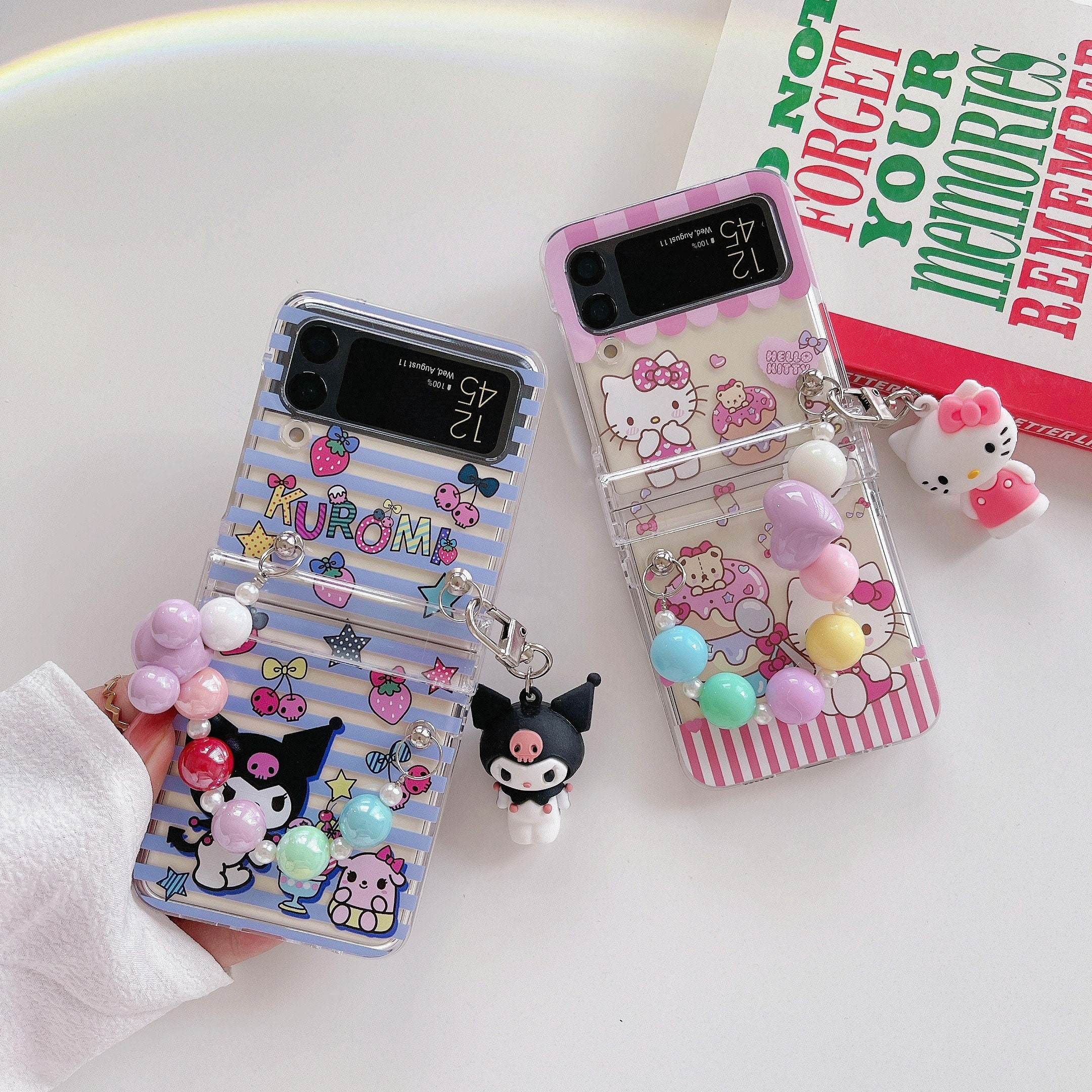 Cute Cartoon 3D Doll Chain Phone Case for Samsung Galaxy Z 